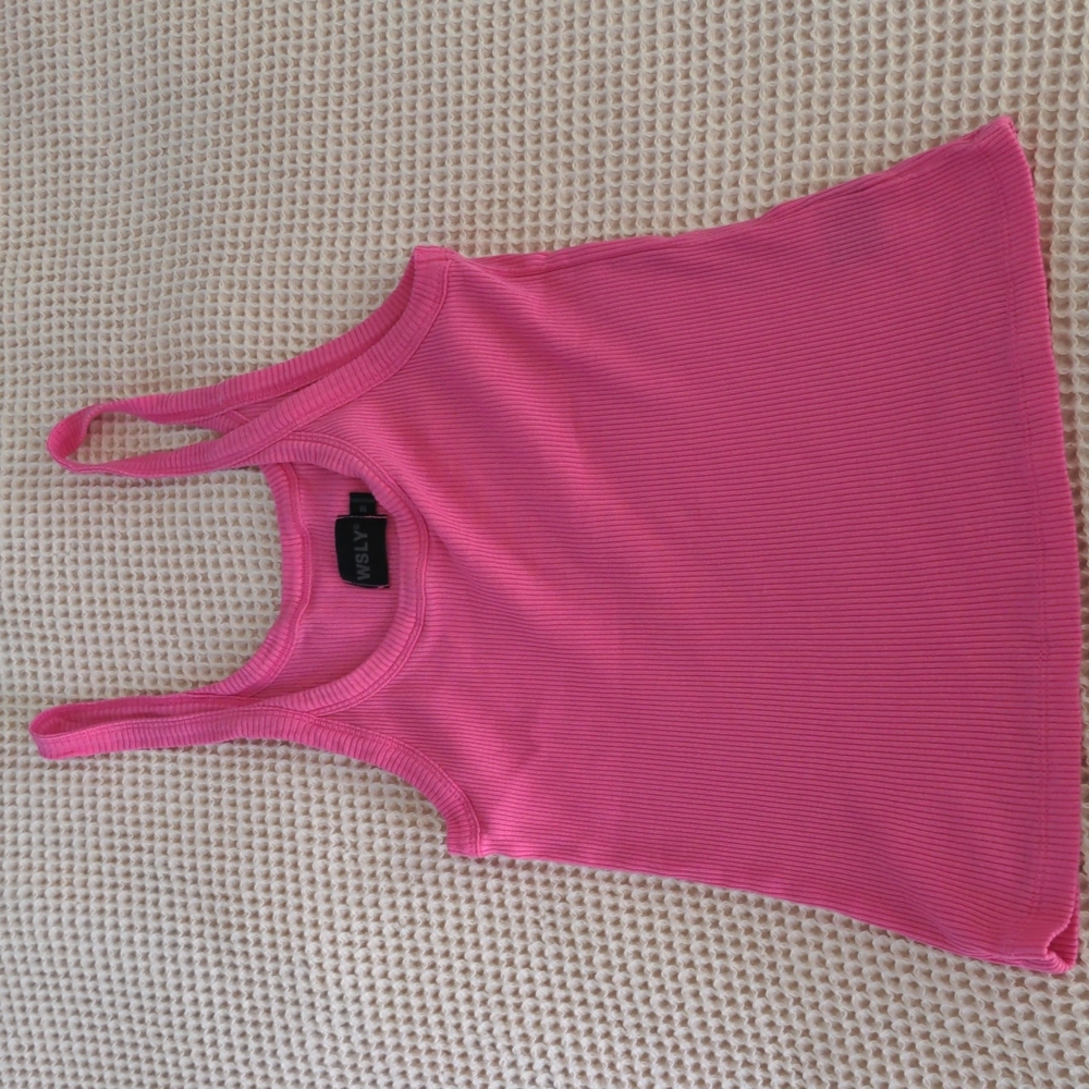 WSLY Pink Ribbed Tank Top